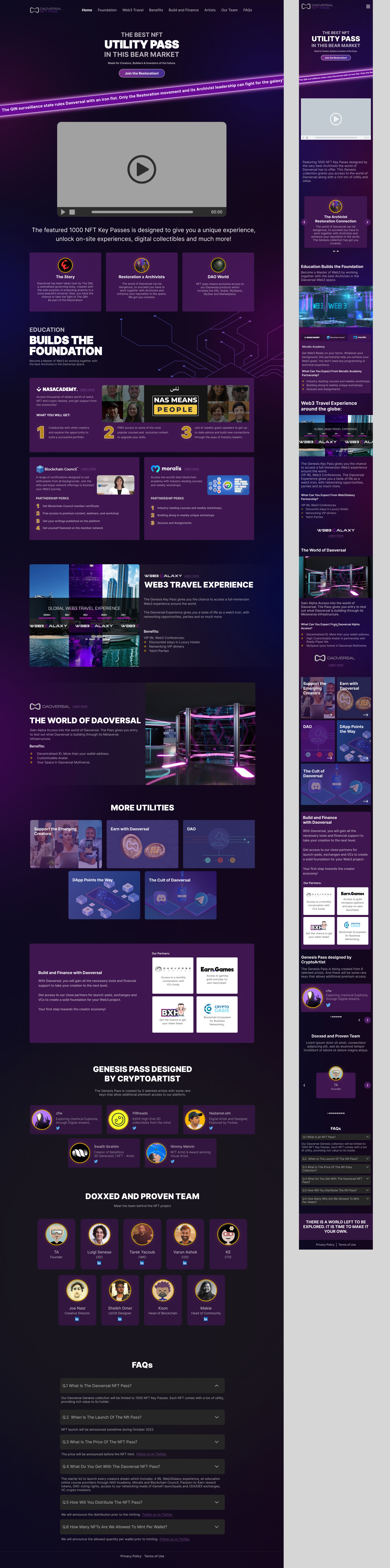 Daoversal NFT Wireframe & Mockup